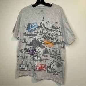 Disney Parks Gray Short Sleeve Graphic Theme Park Map Tee